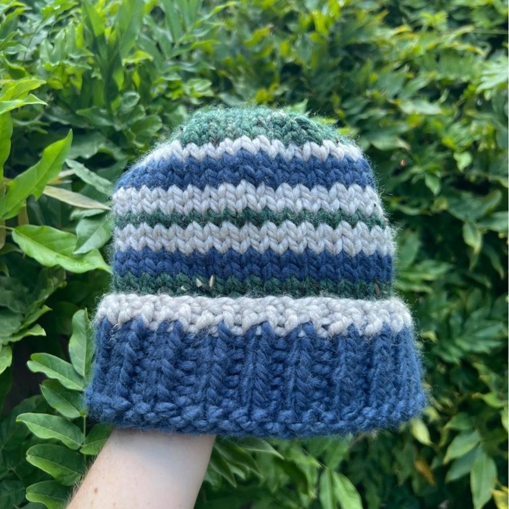 Hand knit chunky beanie, Pacific Knit